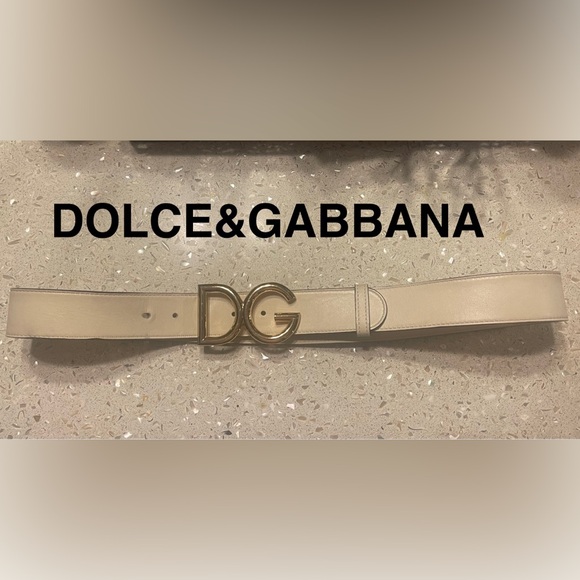 Dolce&Gabbana Leather Belt White Gold